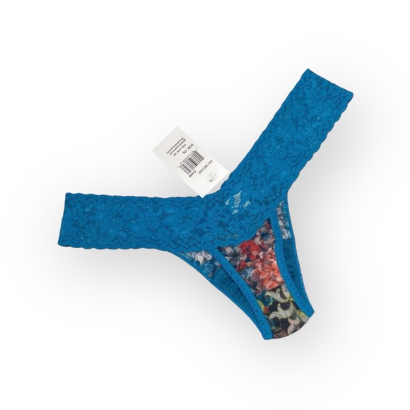 new Hanky Panky 𑁍 Low Rise Lace Thong 𑁍 Teal + Chinois Floral Print 𑁍 00 - 12 - Picture 11 of 16